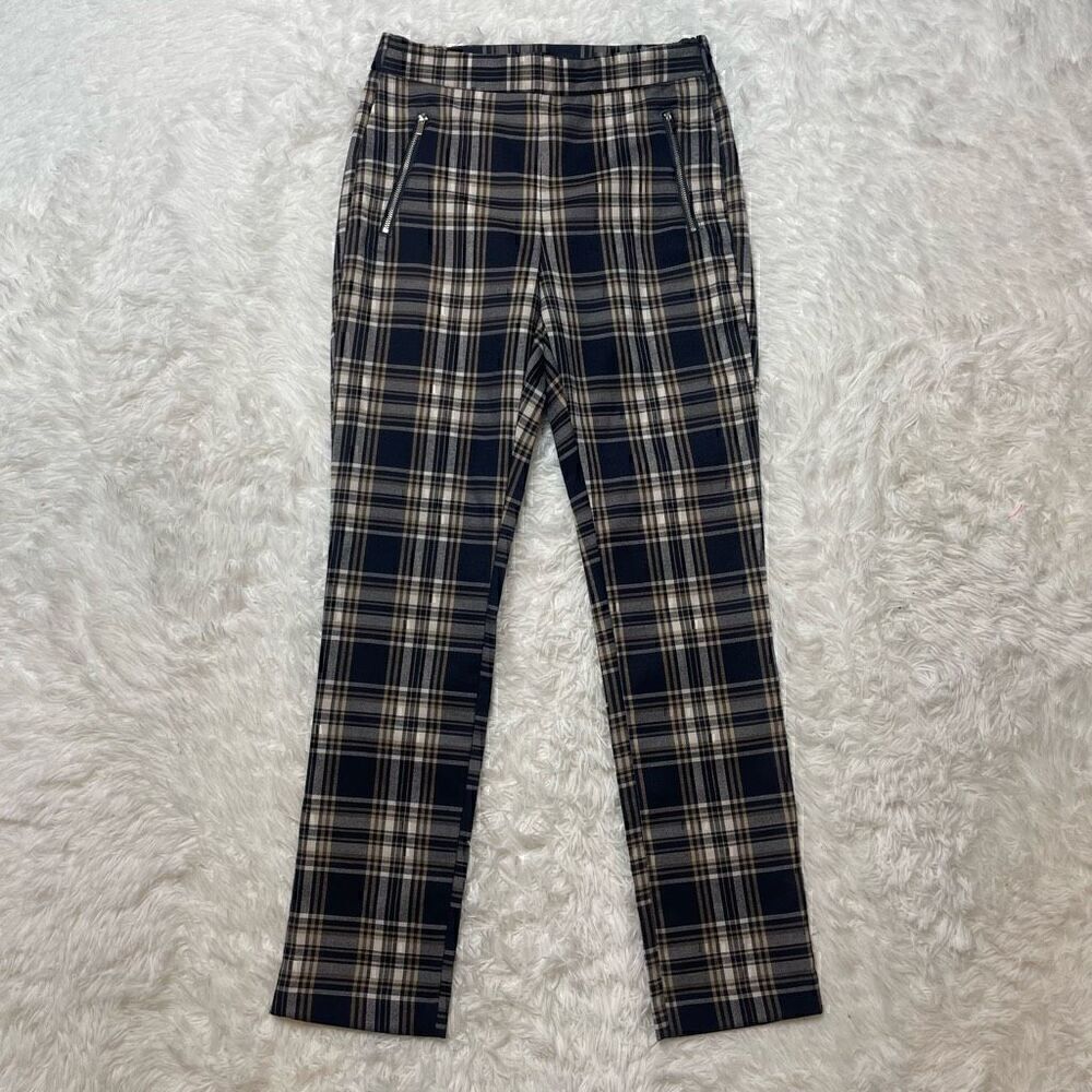 ZARA Plaid SkinnyโPants Size XS High Rise Pants Zipper Pockets Y2KโPreppy